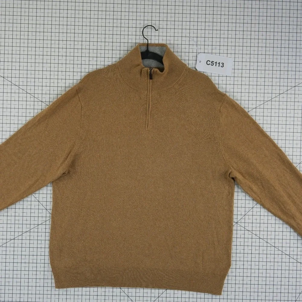 New J.Crew 100% Cotton Quarter Zip Sweater Men's Size XXL Brown Mock Neck Ribbed